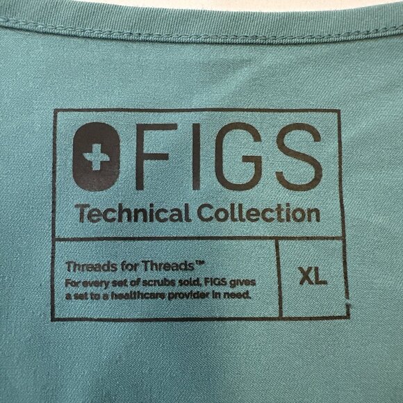 FIGS Technical Collection Women's sz XL Green V-Neck Top Pocket Scrubs FW1000 - Picture 8 of 10